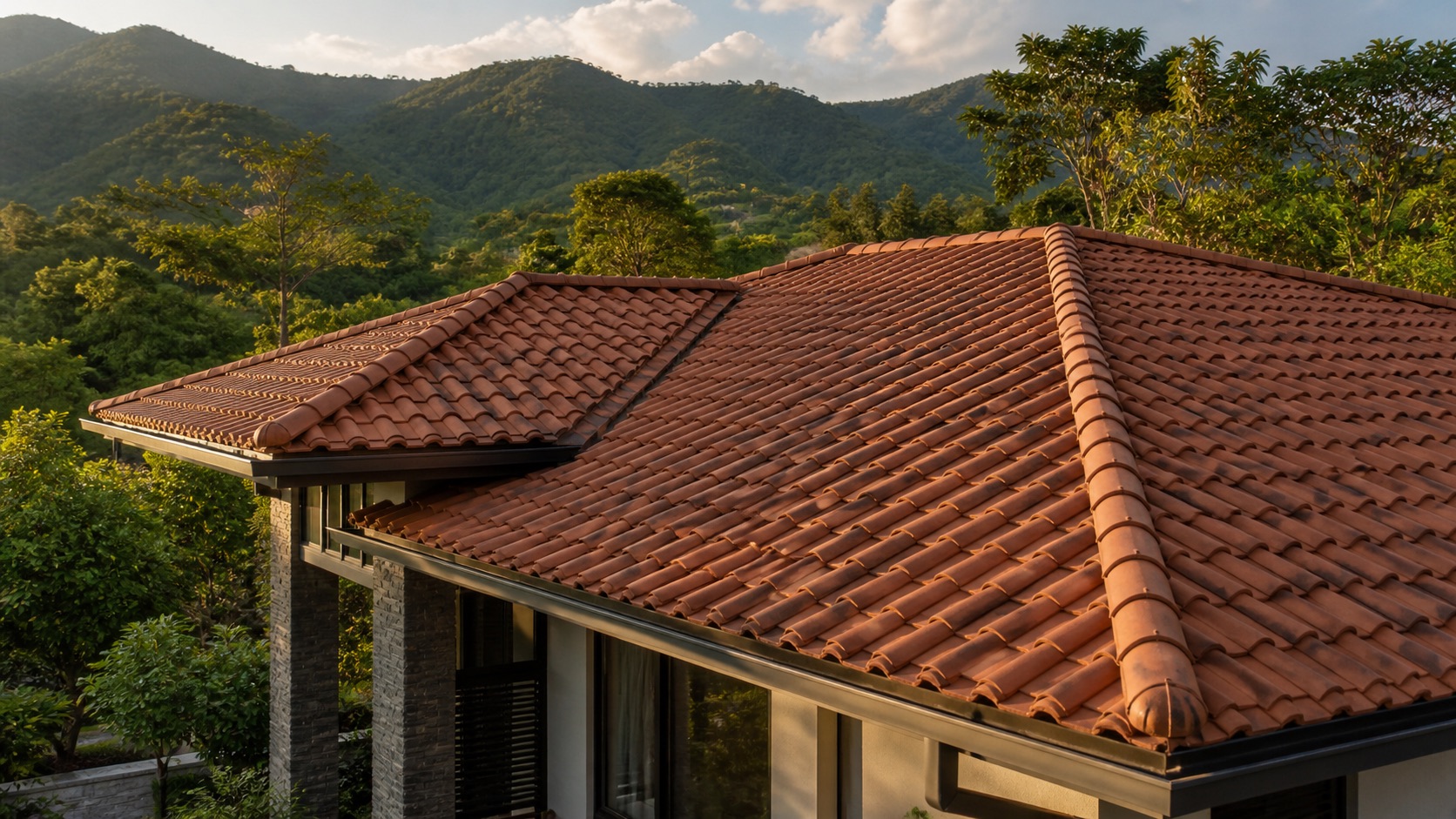 Terracotta roof tile villa